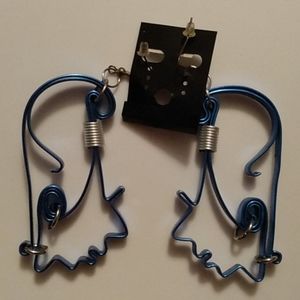 Blue Unique Face Earrings